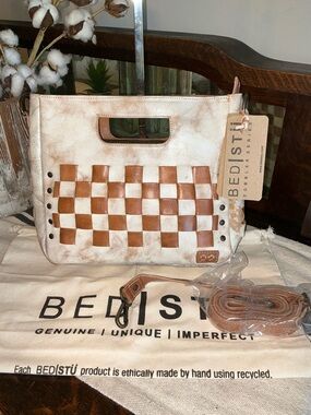 NWT Bed Stu Leather Keiki Crossbody Bag Handbag Nectar Lux Tan Rustic MSRP $235